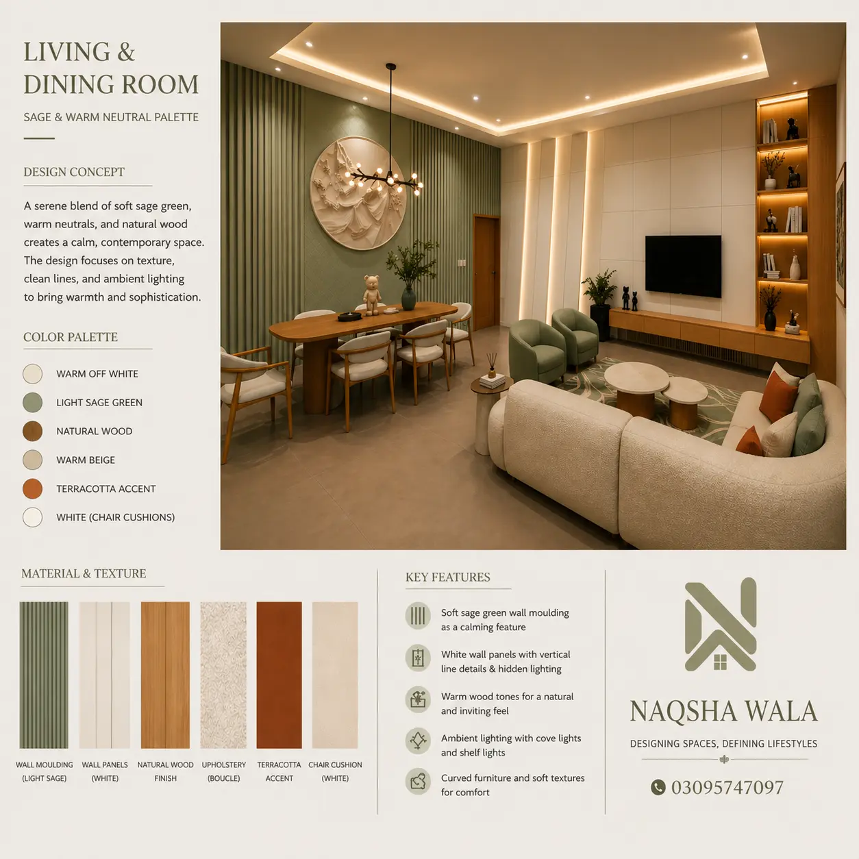 TV Lounge & Dining Interior Design in Ghumanwala | Naksha Wala - Image 1